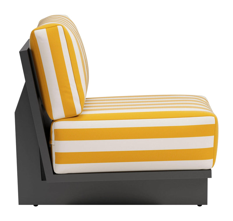 Shoreline Yellow and Black Armless Accent Chair Outdoor Accent Chairs LOOMLAN By Zuo Modern