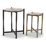 Shyla Antique Brass Short and Raw Bronze Tall End Table (Set of 2) Side Tables LOOMLAN By Urbia