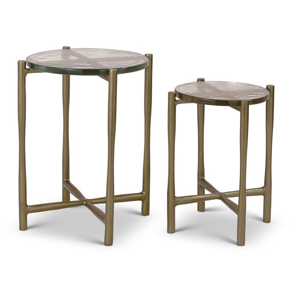 Shyla Antique Brass Short and Tall End Table (Set of 2) Side Tables LOOMLAN By Urbia