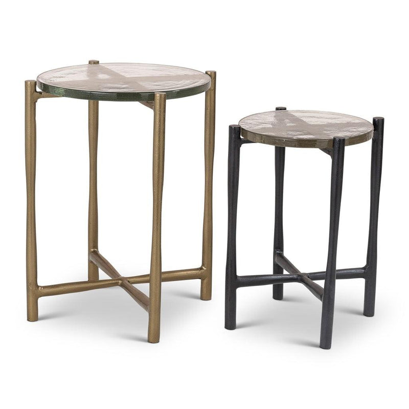 Shyla Raw Bronze Short and Antique Brass Tall End Table (Set of 2) Side Tables LOOMLAN By Urbia