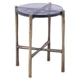 Shyla Reclaimed Cast Aluminum Round End Table Side Tables LOOMLAN By Urbia