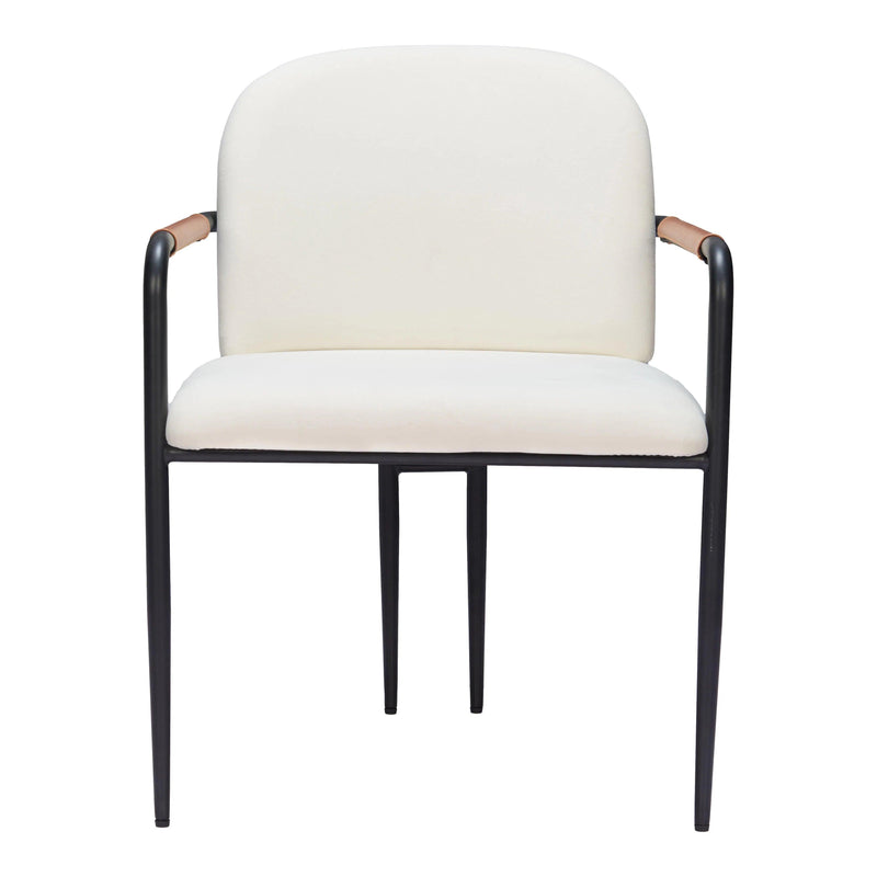 Sibu Black Steel Cream Dining Arm Chair (Set of 2) Dining Chairs LOOMLAN By Zuo Modern