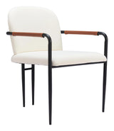 Sibu Black Steel Cream Dining Arm Chair (Set of 2) Dining Chairs LOOMLAN By Zuo Modern