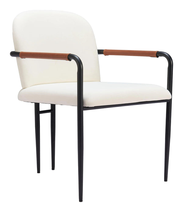 Sibu Black Steel Cream Dining Arm Chair (Set of 2) Dining Chairs LOOMLAN By Zuo Modern