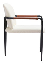 Sibu Black Steel Cream Dining Arm Chair (Set of 2) Dining Chairs LOOMLAN By Zuo Modern