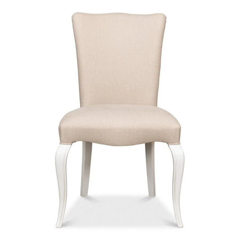 Side chair Cortina White With Linen Flax Club Chairs LOOMLAN By Sarreid