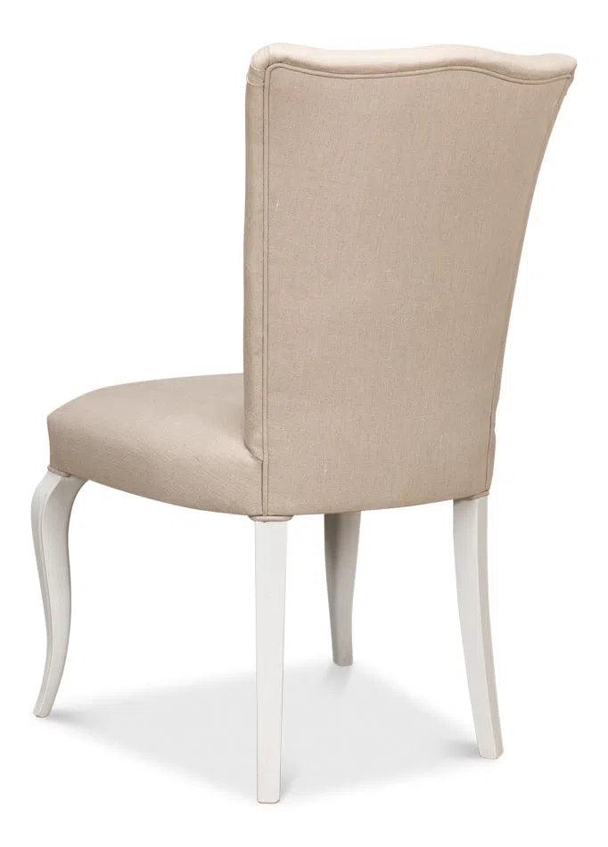 Side chair Cortina White With Linen Flax Club Chairs LOOMLAN By Sarreid