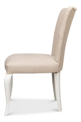 Side chair Cortina White With Linen Flax Club Chairs LOOMLAN By Sarreid