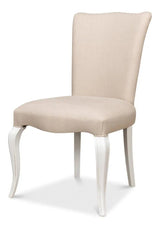 Side chair Cortina White With Linen Flax Club Chairs LOOMLAN By Sarreid