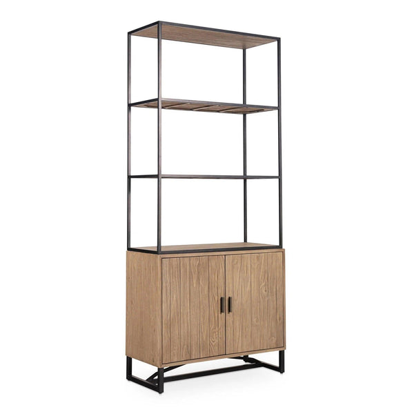 Sierra Natural Pine Wood and Iron Bookshelf Bookcases LOOMLAN By Moe's Home