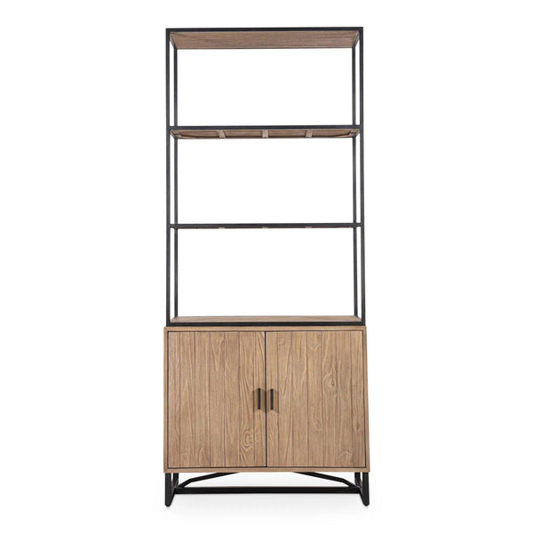 Sierra Natural Pine Wood and Iron Bookshelf Bookcases LOOMLAN By Moe's Home