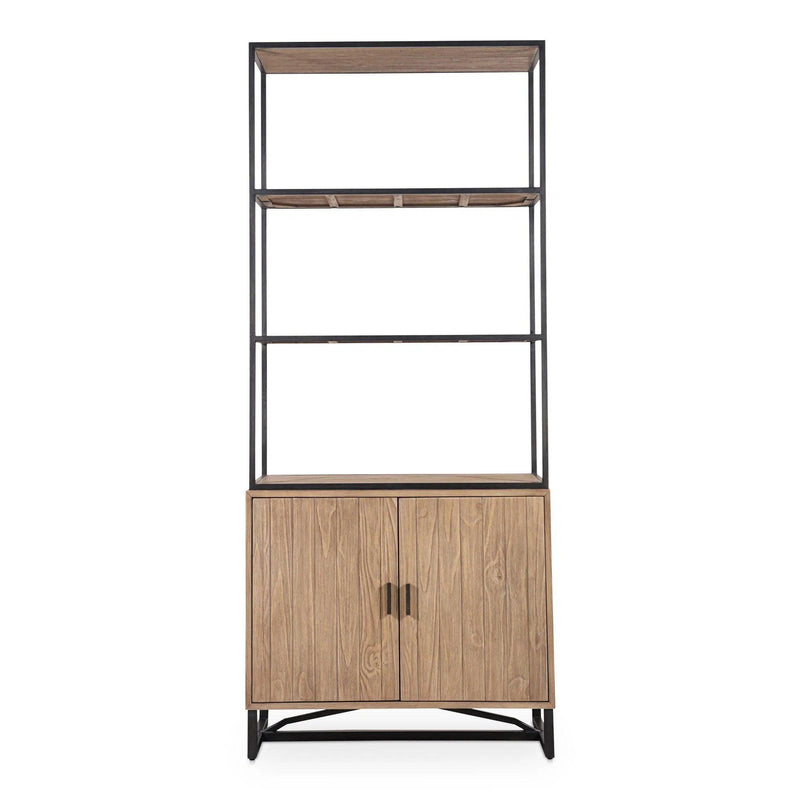 Sierra Natural Pine Wood and Iron Bookshelf Bookcases LOOMLAN By Moe's Home