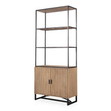 Sierra Natural Pine Wood and Iron Bookshelf Bookcases LOOMLAN By Moe's Home