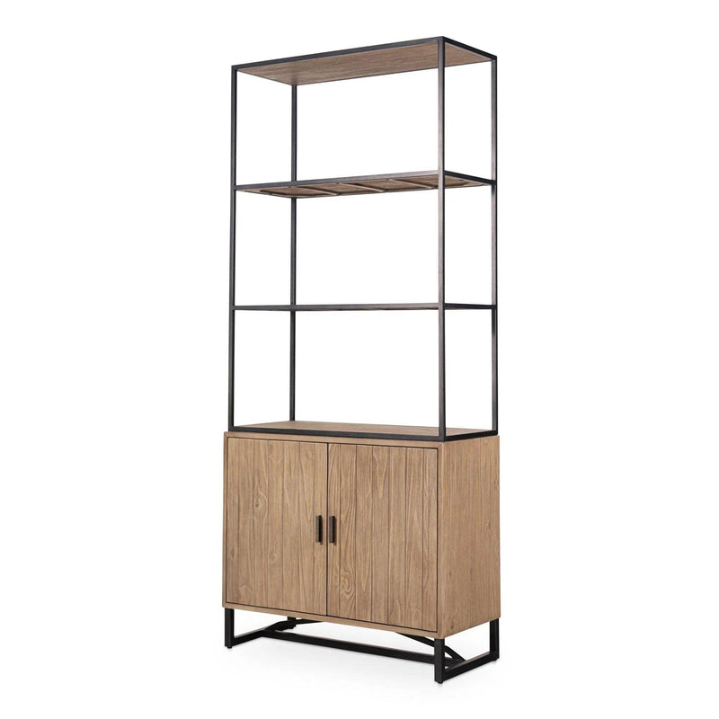 Sierra Natural Pine Wood and Iron Bookshelf Bookcases LOOMLAN By Moe's Home