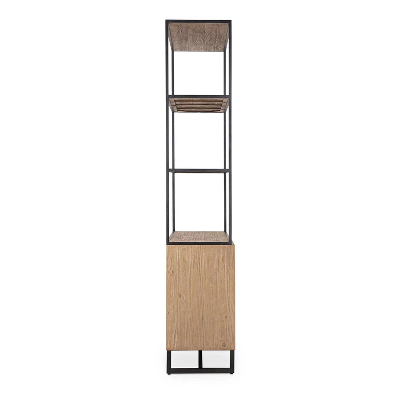 Sierra Natural Pine Wood and Iron Bookshelf Bookcases LOOMLAN By Moe's Home