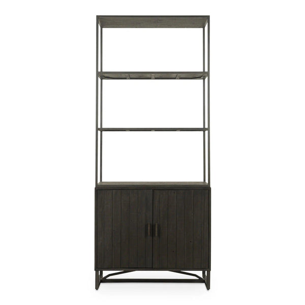 Sierra Pine Wood and Iron Black Bookshelf Bookcases LOOMLAN By Moe's Home