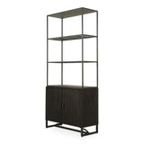 Sierra Pine Wood and Iron Black Bookshelf Bookcases LOOMLAN By Moe's Home