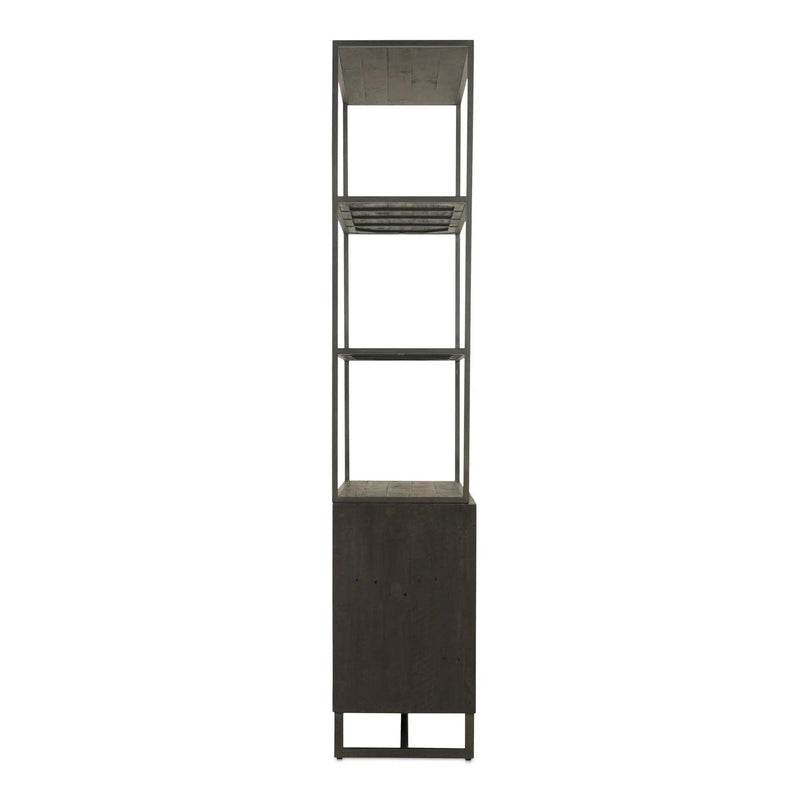 Sierra Pine Wood and Iron Black Bookshelf Bookcases LOOMLAN By Moe's Home