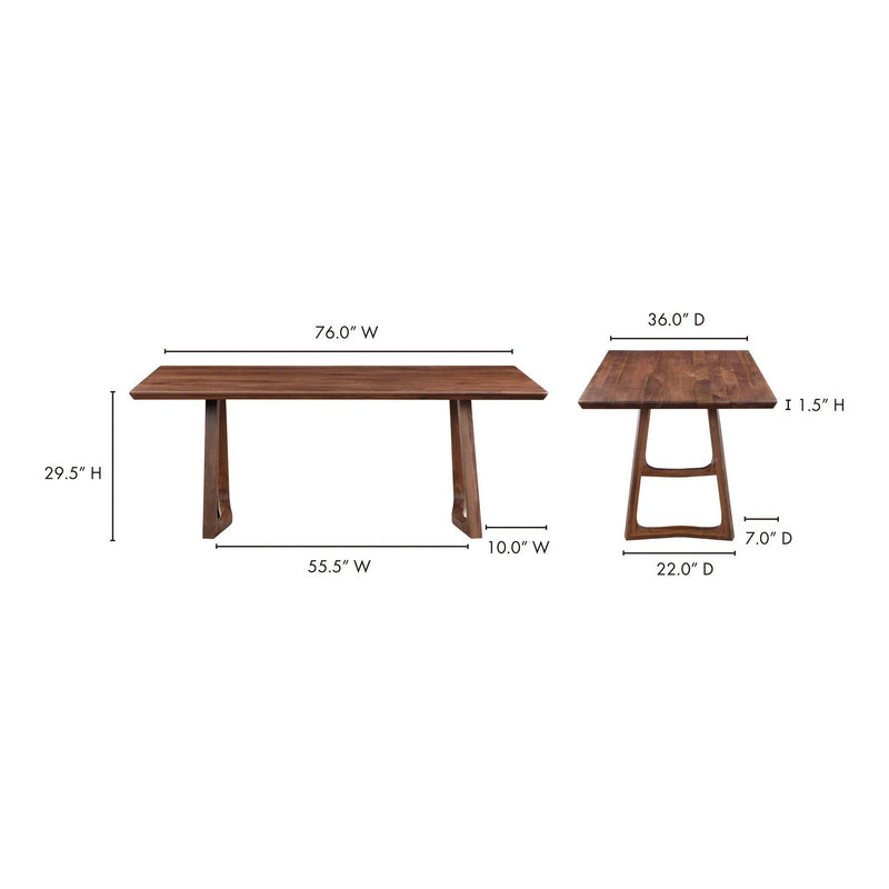 Silas Contemporary Solid Walnut Rectangle Wood Dining Table Dining Tables LOOMLAN By Moe's Home