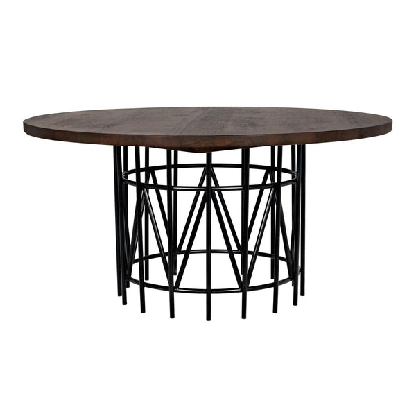 Silberman Dining Table, Dark Walnut W/Black Steel Base Dining Tables LOOMLAN By Noir