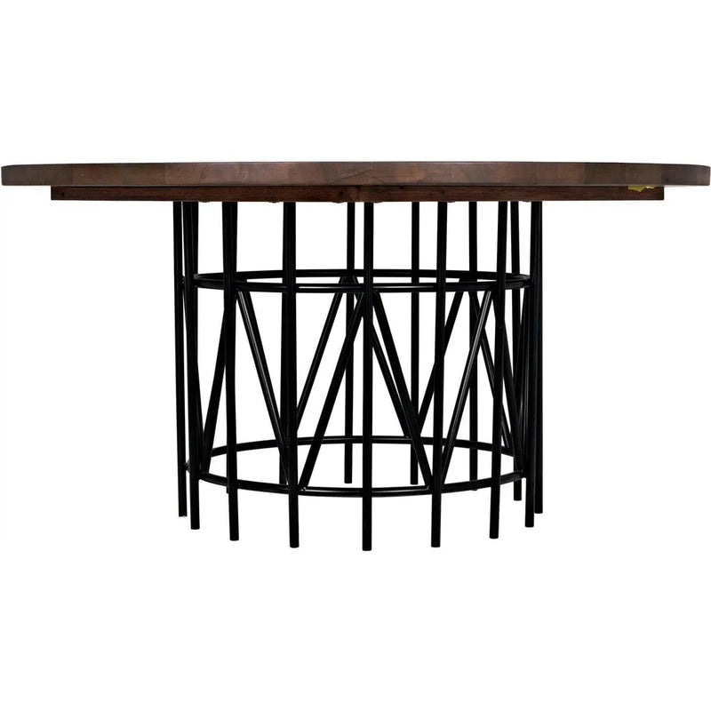 Silberman Dining Table, Dark Walnut W/Black Steel Base Dining Tables LOOMLAN By Noir