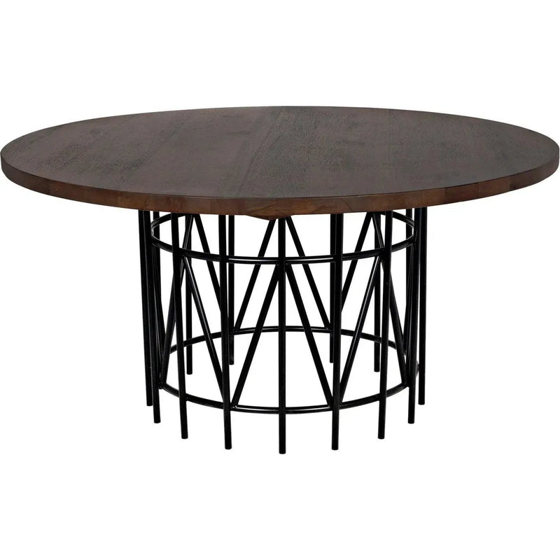 Silberman Dining Table, Dark Walnut W/Black Steel Base Dining Tables LOOMLAN By Noir