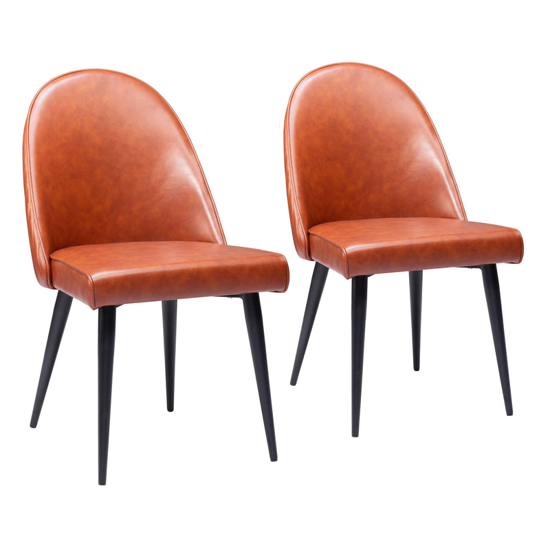 Silloth Steel Brown Armless Dining Chair (Set of 2) Dining Chairs LOOMLAN By Zuo Modern