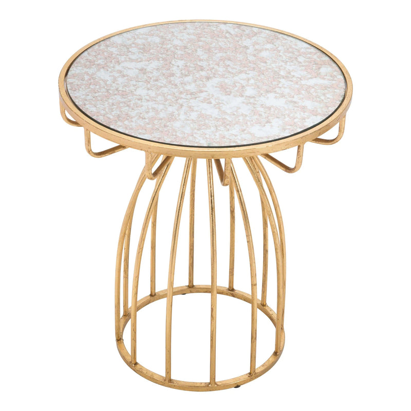 Silo Side Table Mirror & Gold Side Tables LOOMLAN By Zuo Modern