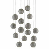 Silver Blue Giro Round 15-Light Multi-Drop Pendant Pendants LOOMLAN By Currey & Co