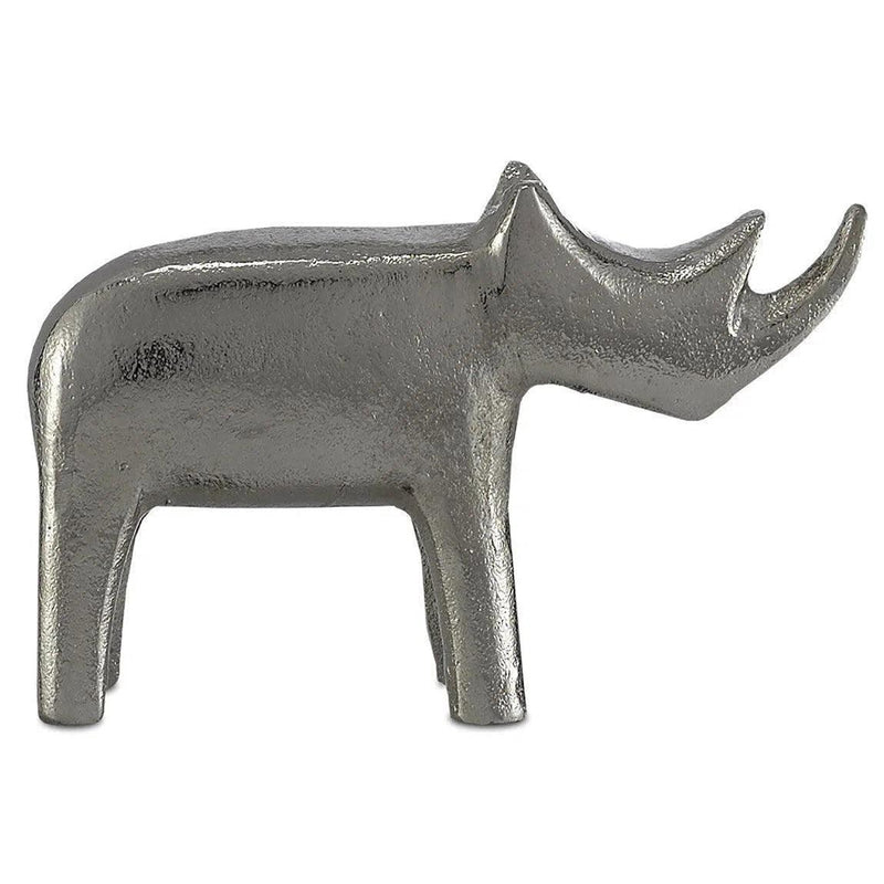 Silver Kano Silver Small Rhino Statues & Sculptures LOOMLAN By Currey & Co