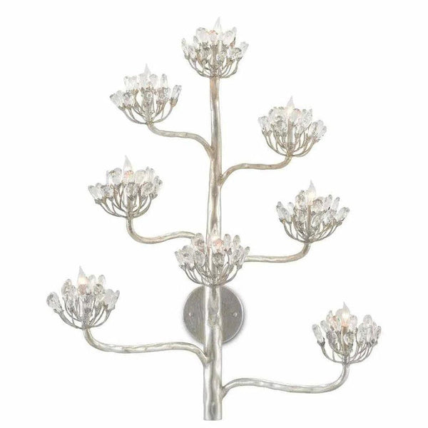 Silver Leaf Agave Americana Silver Wall Sconce Wall Sconces LOOMLAN By Currey & Co