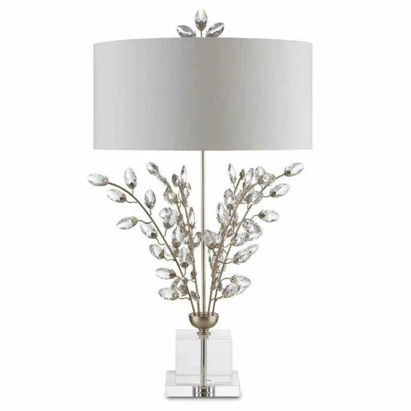 Silver Leaf Clear Forget-Me-Not Silver Table Lamp Table Lamps LOOMLAN By Currey & Co