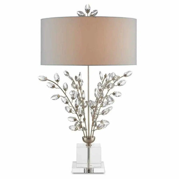 Silver Leaf Clear Forget-Me-Not Silver Table Lamp Table Lamps LOOMLAN By Currey & Co