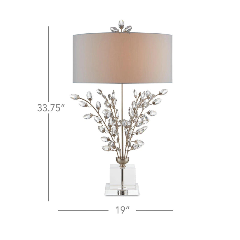 Silver Leaf Clear Forget-Me-Not Silver Table Lamp Table Lamps LOOMLAN By Currey & Co