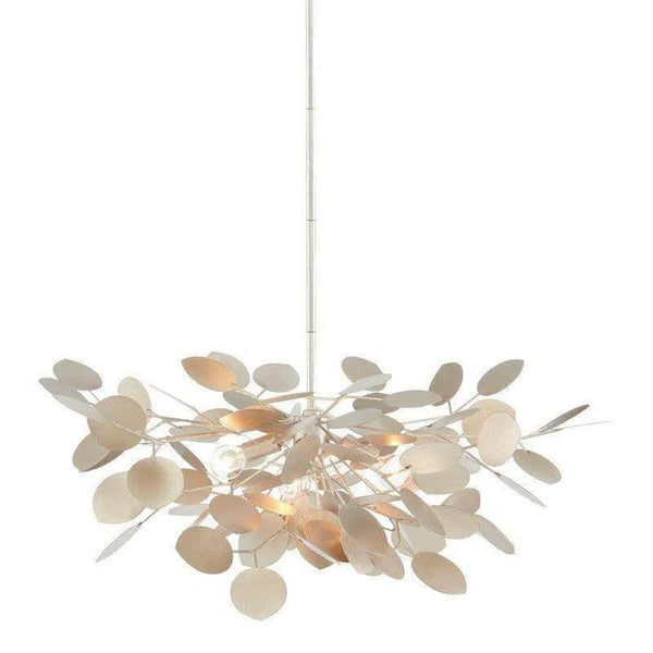 Silver Leaf Lunaria Small Chandelier Chandeliers LOOMLAN By Currey & Co