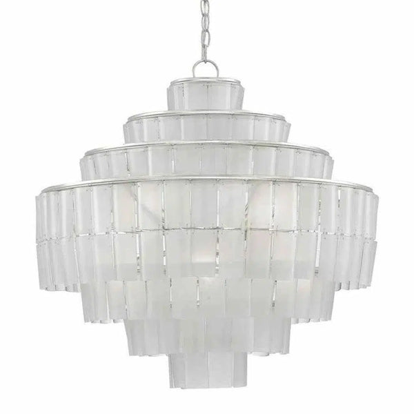 Silver Leaf Opaque White Sommelier Blanc Chandelier Chandeliers LOOMLAN By Currey & Co