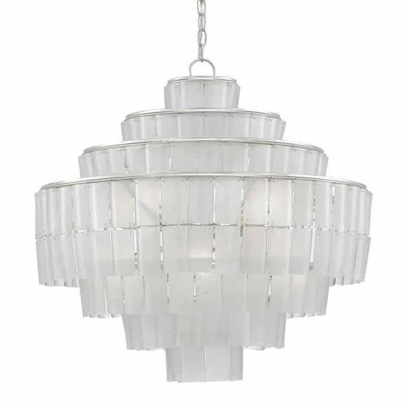 Silver Leaf Opaque White Sommelier Blanc Chandelier Chandeliers LOOMLAN By Currey & Co