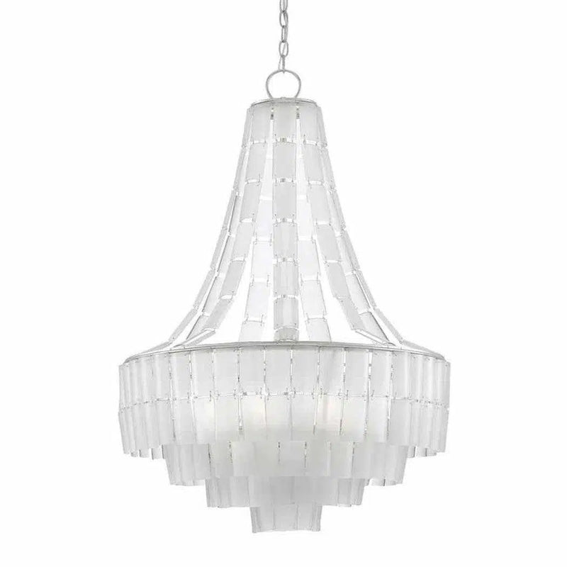 Silver Leaf Opaque White Vintner Blanc Chandelier Chandeliers LOOMLAN By Currey & Co