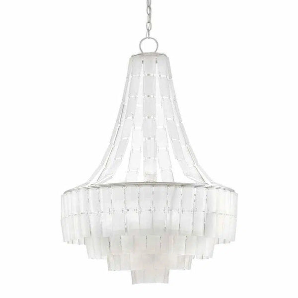 Silver Leaf Opaque White Vintner Blanc Chandelier Chandeliers LOOMLAN By Currey & Co