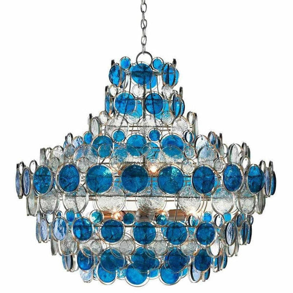 Silver Leaf Painted Silver Blue Galahad Blue Chandelier Chandeliers LOOMLAN By Currey & Co