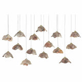 Silver Leaf Shell Catrice Rectangular 15-Light Multi-Drop Pendant Pendants LOOMLAN By Currey & Co