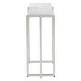 Silver Leaf White Cora Accent Table Side Tables LOOMLAN By Currey & Co