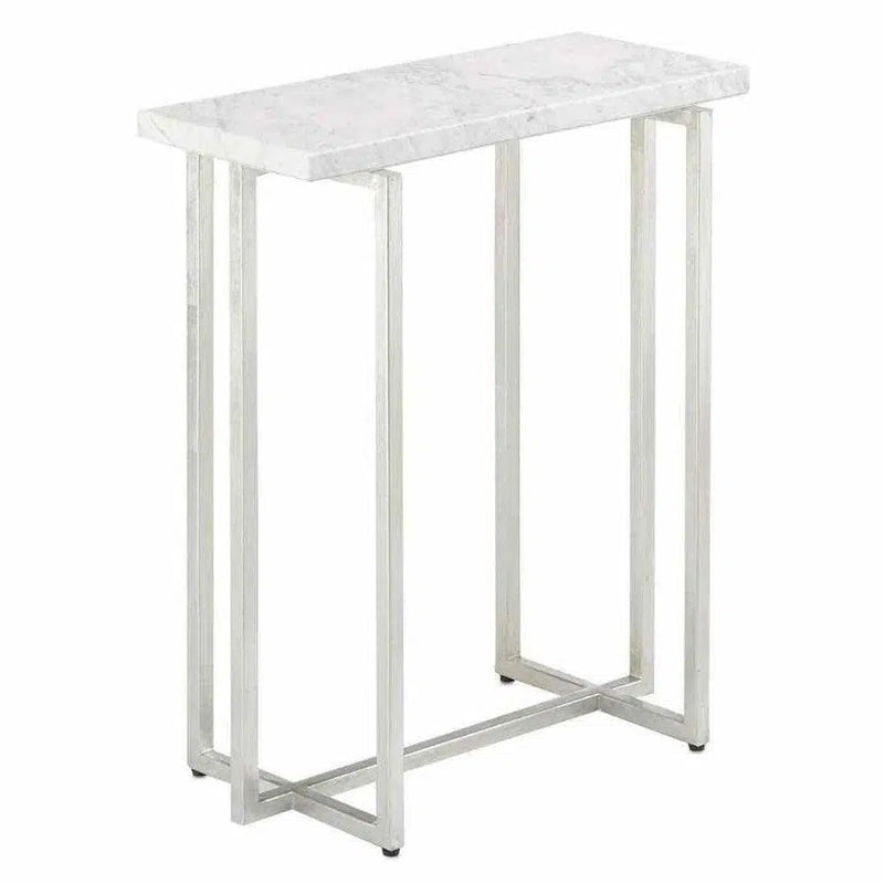 Silver Leaf White Cora Accent Table Side Tables LOOMLAN By Currey & Co