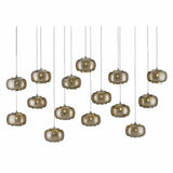 Silver Nickel Pepper Rectangular 15-Light Multi-Drop Pendant Pendants LOOMLAN By Currey & Co