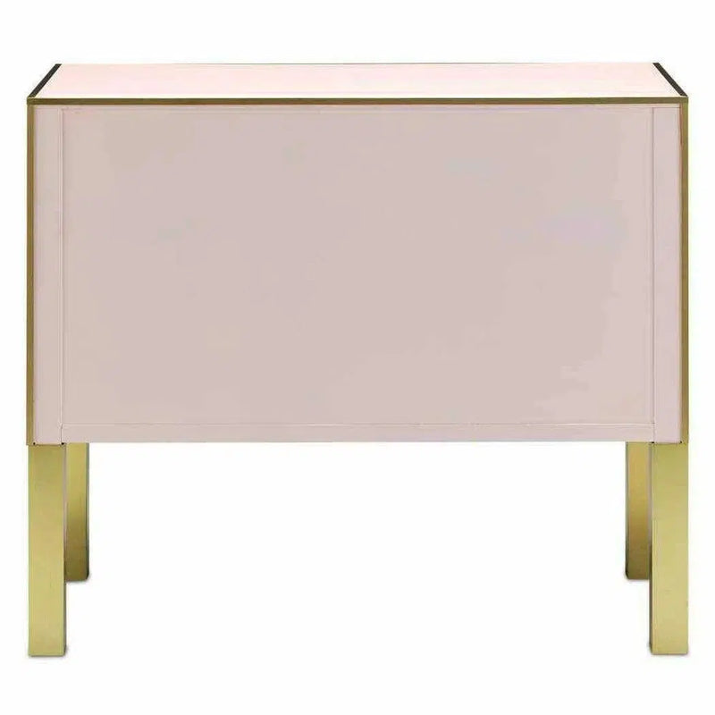 Silver Peony Satin Brass Arden Pink Chest Accent Cabinet Chests LOOMLAN By Currey & Co