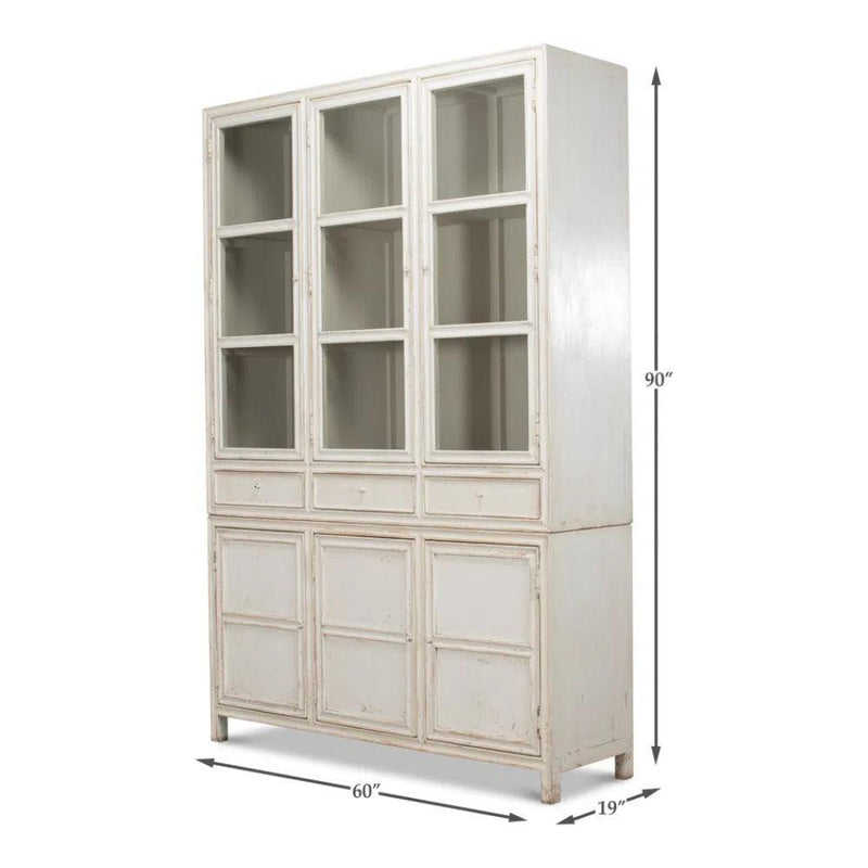 Simplicity Bookcase Curio With Glass Doors and Drawers Buffets & Curios LOOMLAN By Sarreid