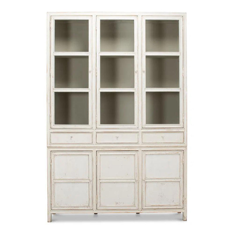 Simplicity Bookcase Curio With Glass Doors and Drawers Buffets & Curios LOOMLAN By Sarreid