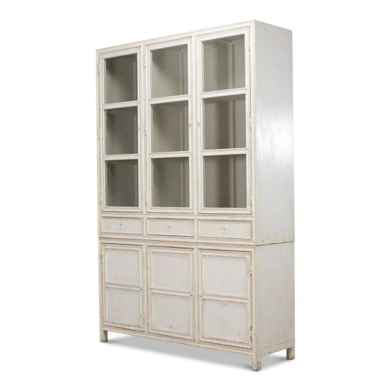 Simplicity Bookcase Curio With Glass Doors and Drawers Buffets & Curios LOOMLAN By Sarreid