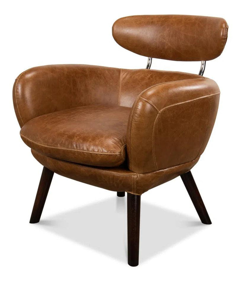 Sinclair Arm Chair Unique Leather Accent Chair Accent Chairs LOOMLAN By Sarreid