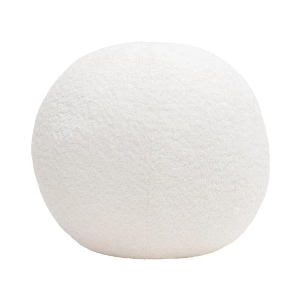 Single 14" Round Accent Pillow Ball in White Faux Shearling Throw Pillows LOOMLAN By Diamond Sofa